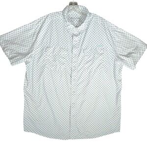 ARIAT TEK Mens White Geometric Print Short Sleeve Button Up Shirt Big Tall XXLT